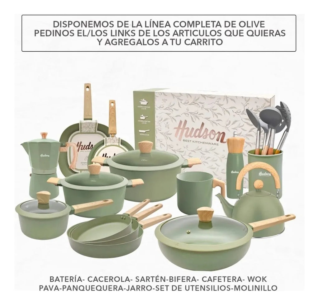 Batería Hudson Olive Juego Ollas Sartén Set Antiadherente Olive