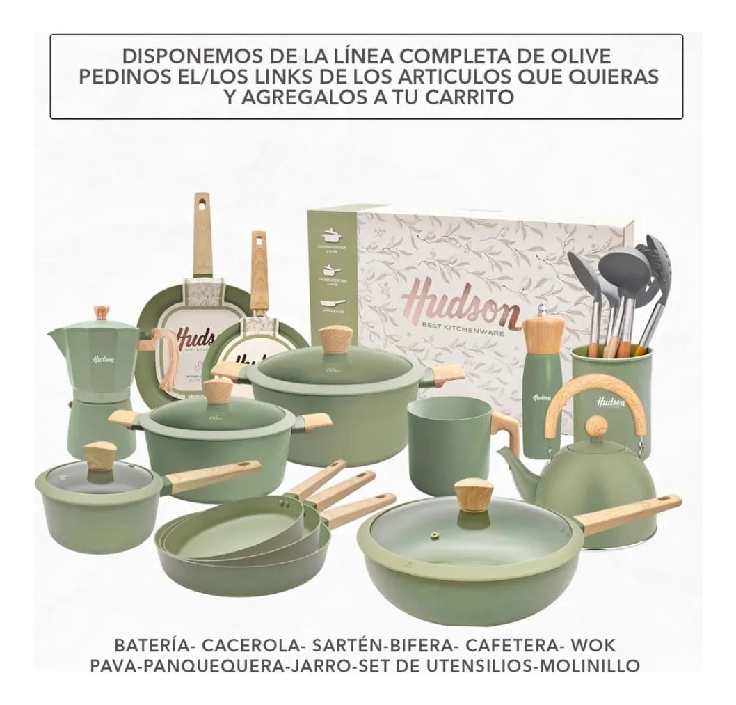 Batería Hudson Olive Juego Ollas Sartén Set Antiadherente Olive