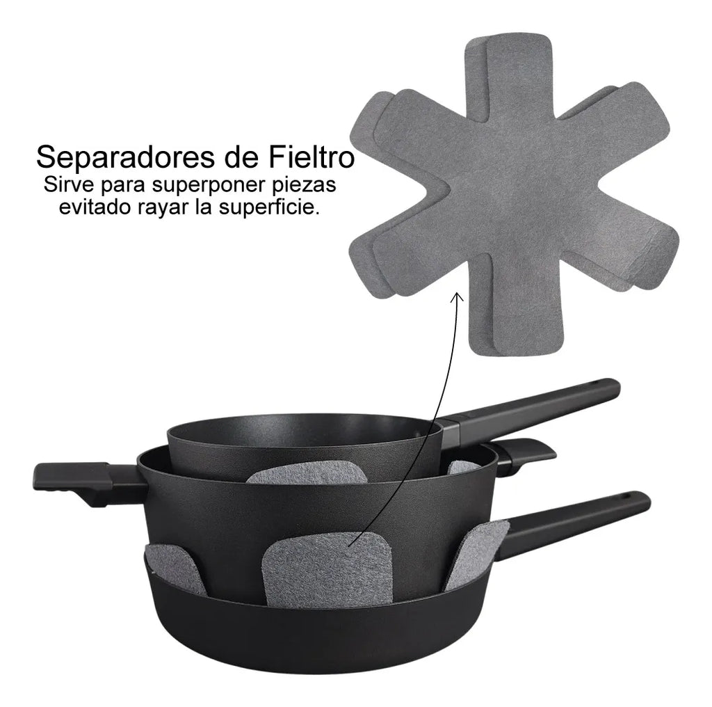 Set Olla Cacerola Sarten Teflon Hudson Bateria Aluminio Bz3 Day01 - Daily