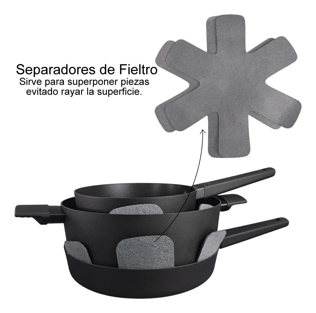 Set Olla Cacerola Sarten Teflon Hudson Bateria Aluminio Bz3 Day01 - Daily