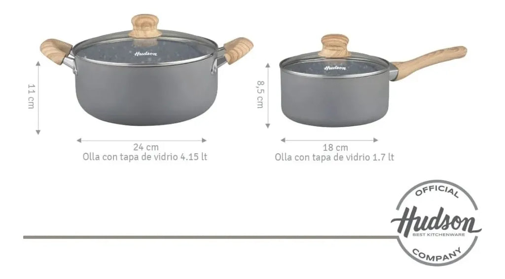 Batería Hudson Granito Juego De Ollas Set Antihaderente 9pz