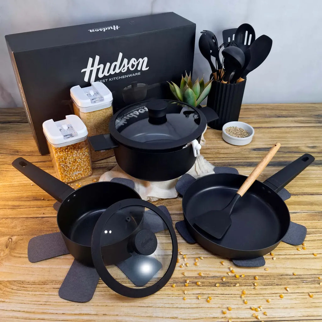 Set Olla Cacerola Sarten Teflon Hudson Bateria Aluminio Bz3 Day01 - Daily