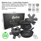 Set Olla Cacerola Sarten Teflon Hudson Bateria Aluminio Bz3 Day01 - Daily